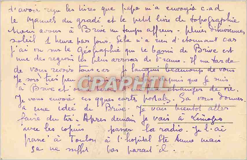 CPA Brive Correze Le Jardin de la Poste et le Clocher Saint Martin  — Back