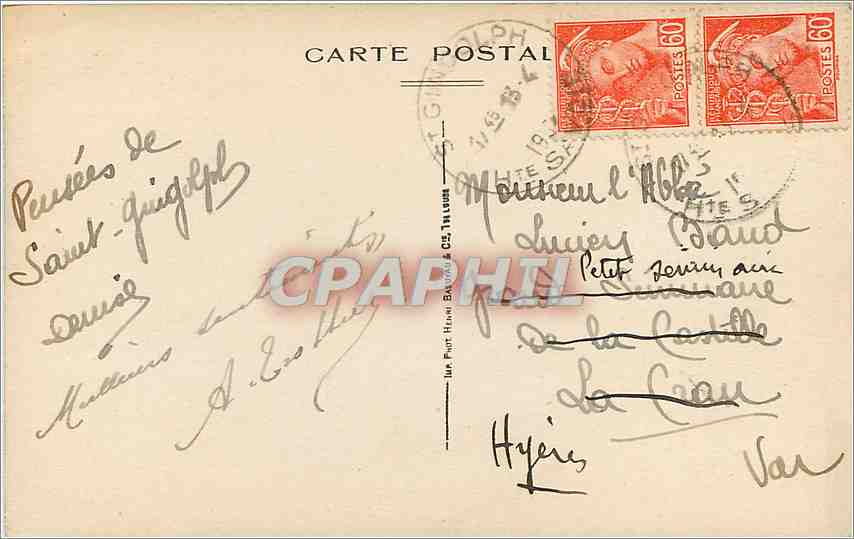 CPA St Gingolph Lac Leinan Vue Generale et le Creux de Novel  — Verso