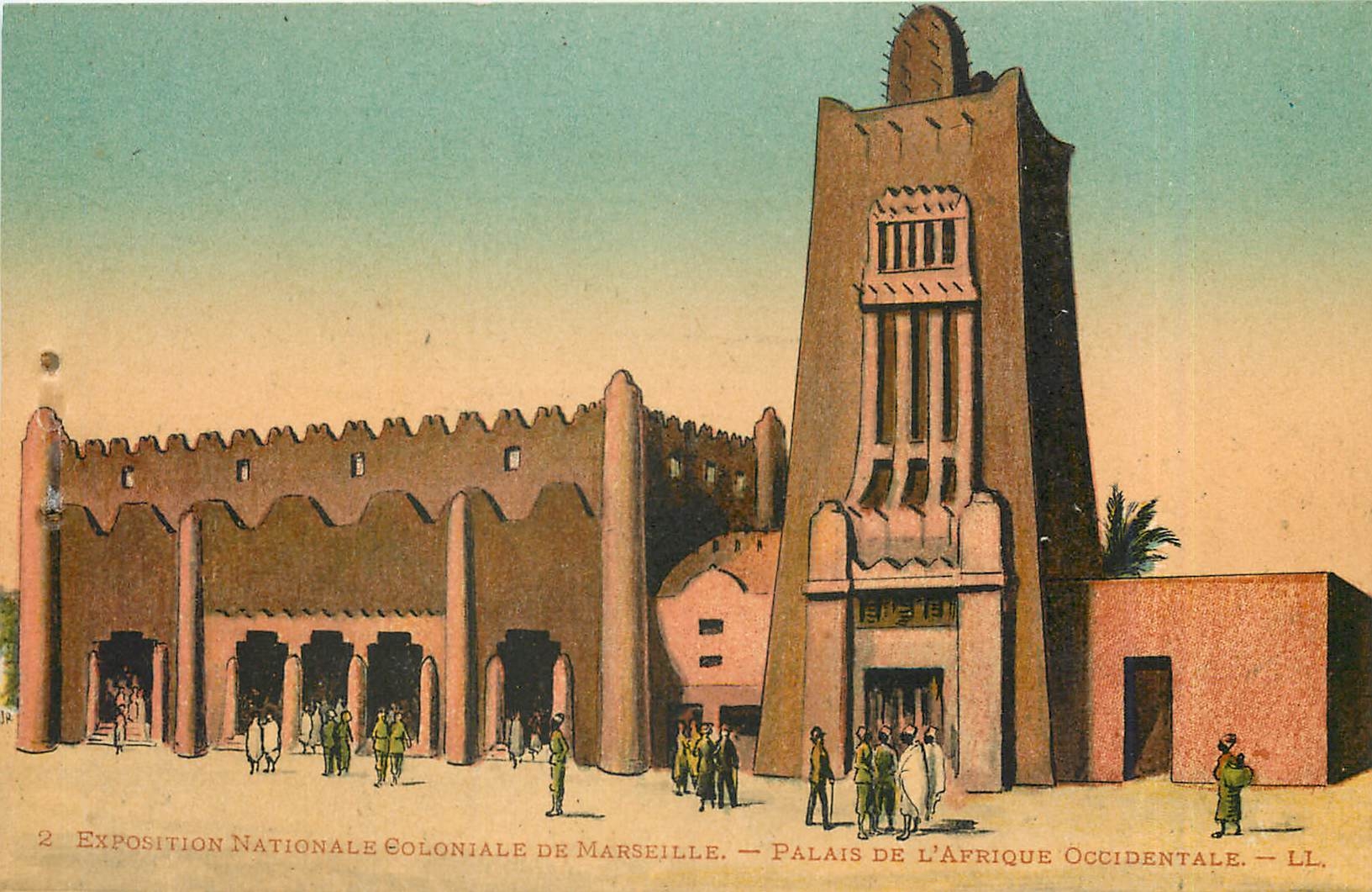 CPA Expositition Nationale Coloniale de Marseille Palais de L'Afrique Occidentale 