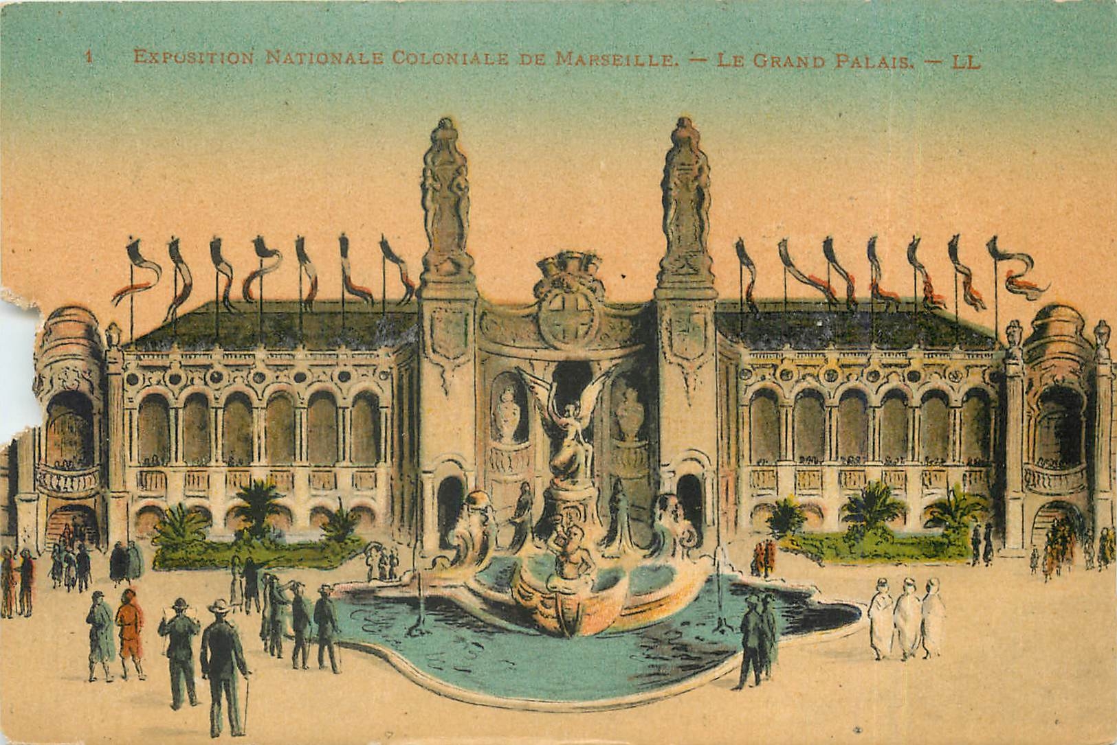 CPA Expositition Nationale Coloniale de Marseille Le Grand Palais 