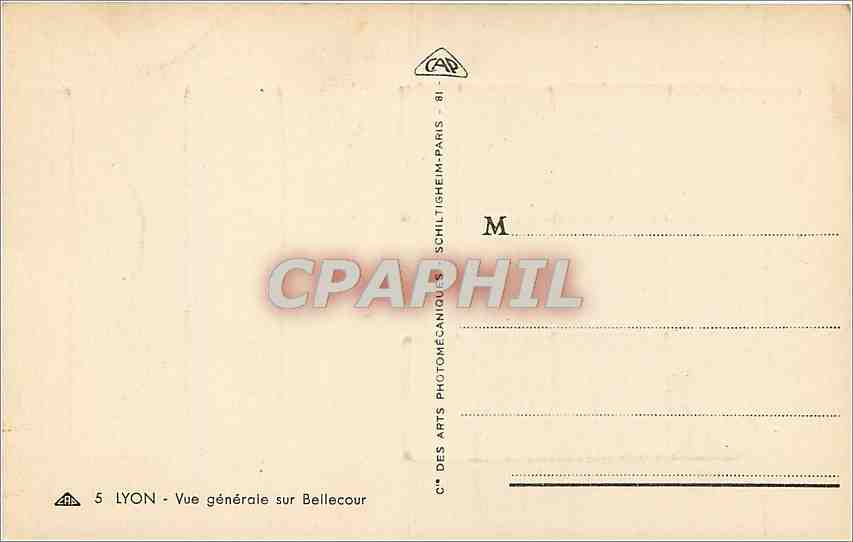 CPA Lyon Vue generale sur Bellecour  — Verso