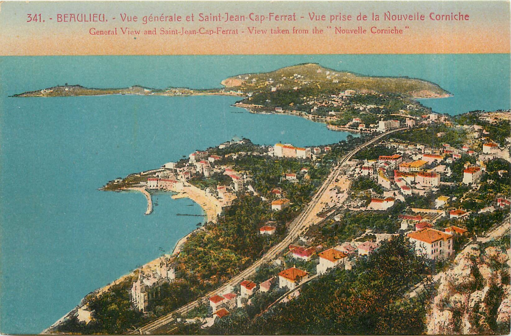 CPA Beaulieu Vue generale et Saint Jean Cap Ferrat Vue prise de la Nouvelle Corniche 