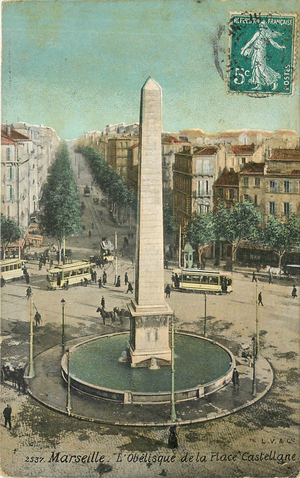 CPA Marseille l'Obelisque de la Place Castellane 