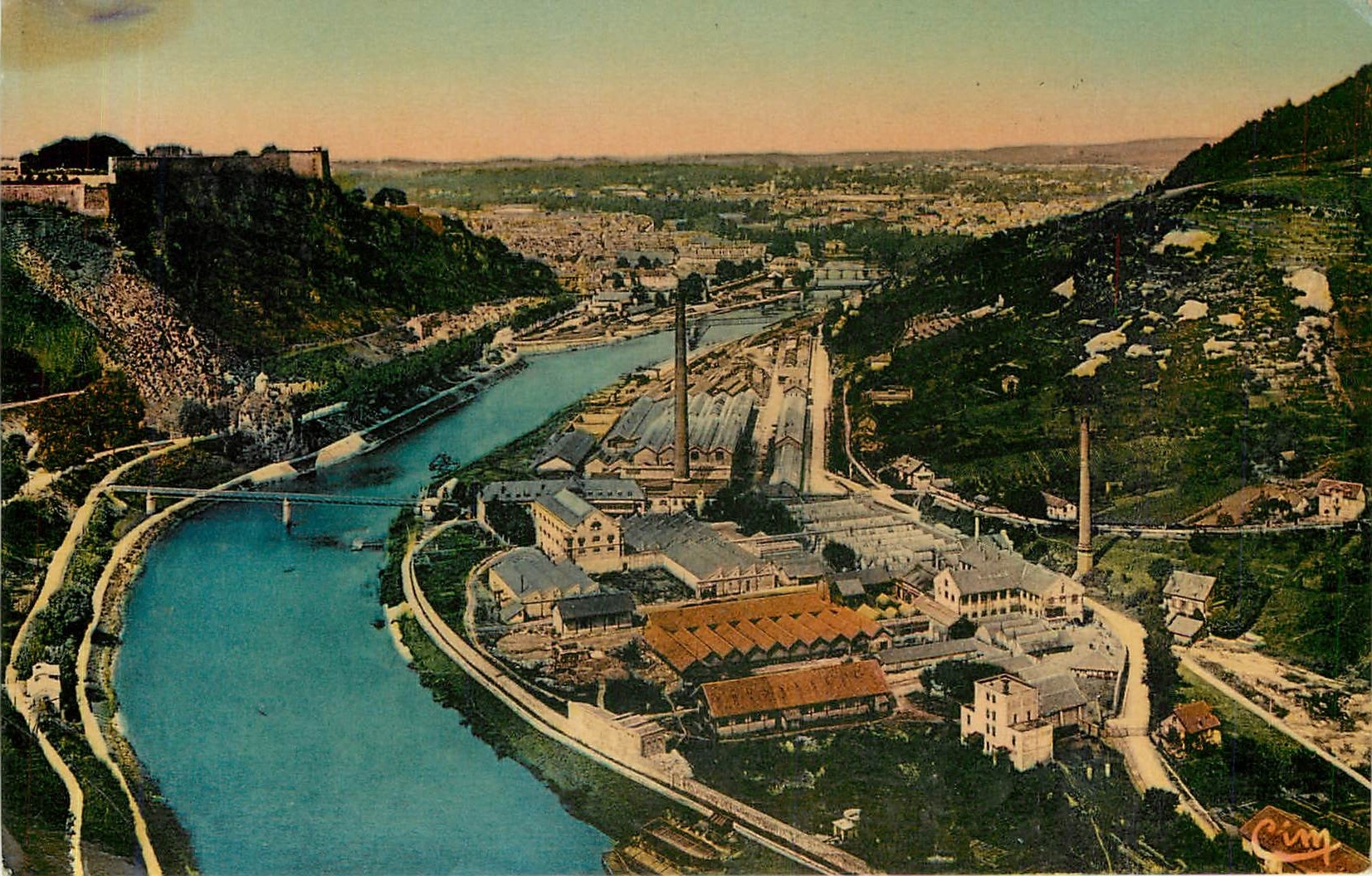 CPA Besancon les Bains Doubs Usines des Pres de Vaux et la Citadelle 