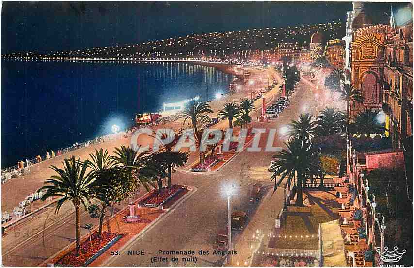 CPA Nice Promenade des Anglais Effet de Nuit 