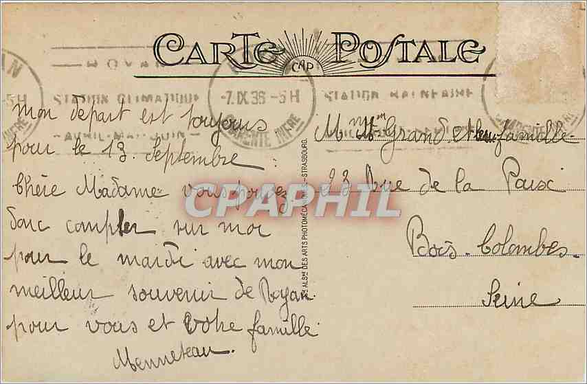 CPA Royan S Palais Mer Le Pont du Diable  — Rückseite