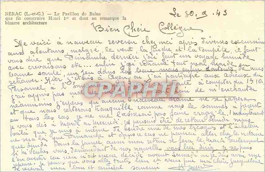CPA Nerac L et G Le Pavillon de Bains que fit construire Henri 1er et dont on remarque la Bizarre ar — Back