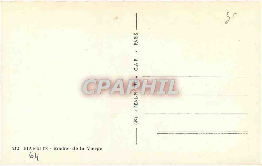 CPA Biarritz Rocher de la Vierge  — Verso