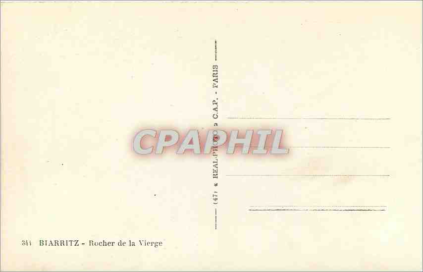 CPA Biarritz Rocher de la Vierge  — Rückseite