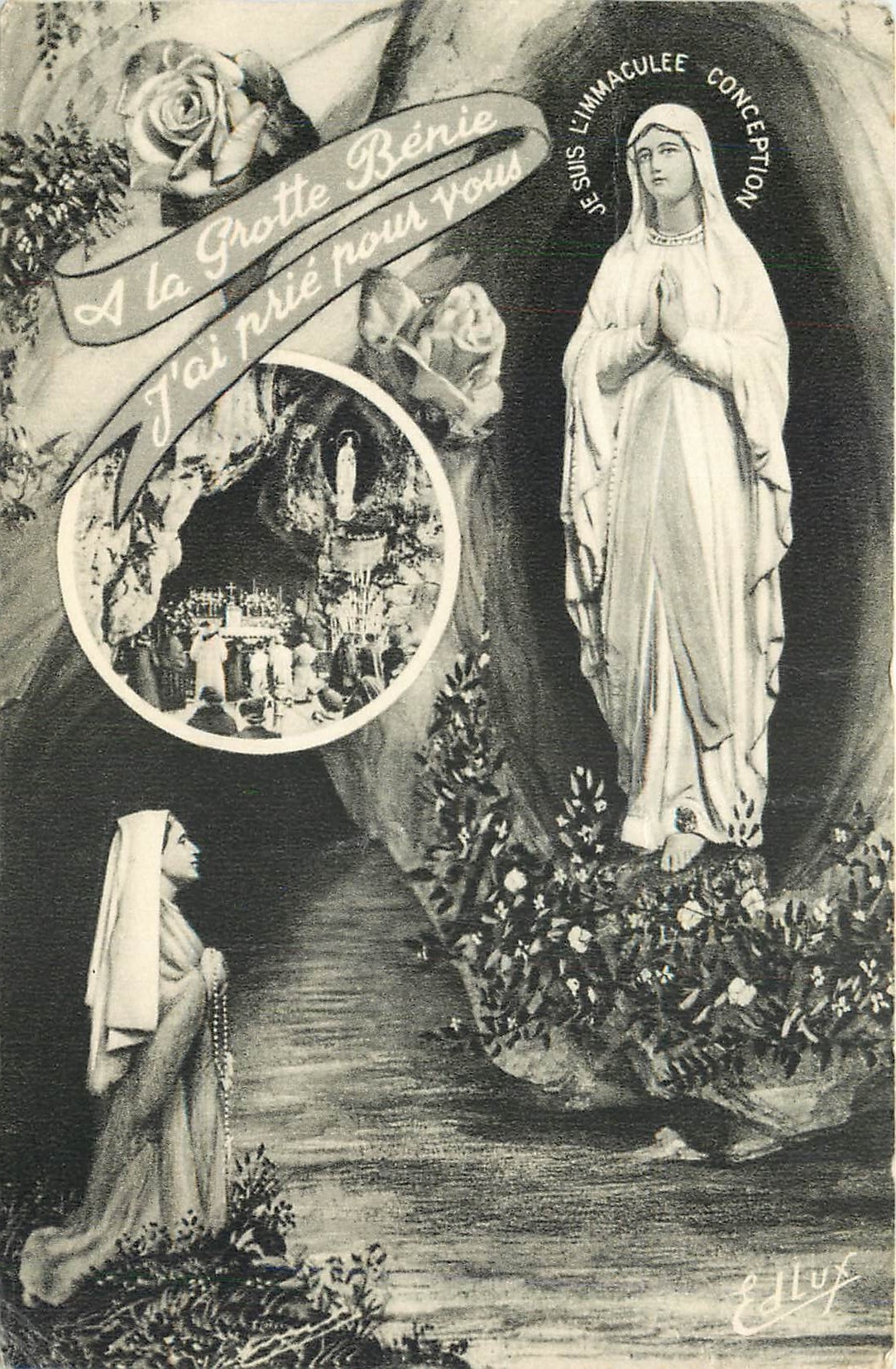 CPA Lourdes L'Apparition et la Grotte Miraculeuse 