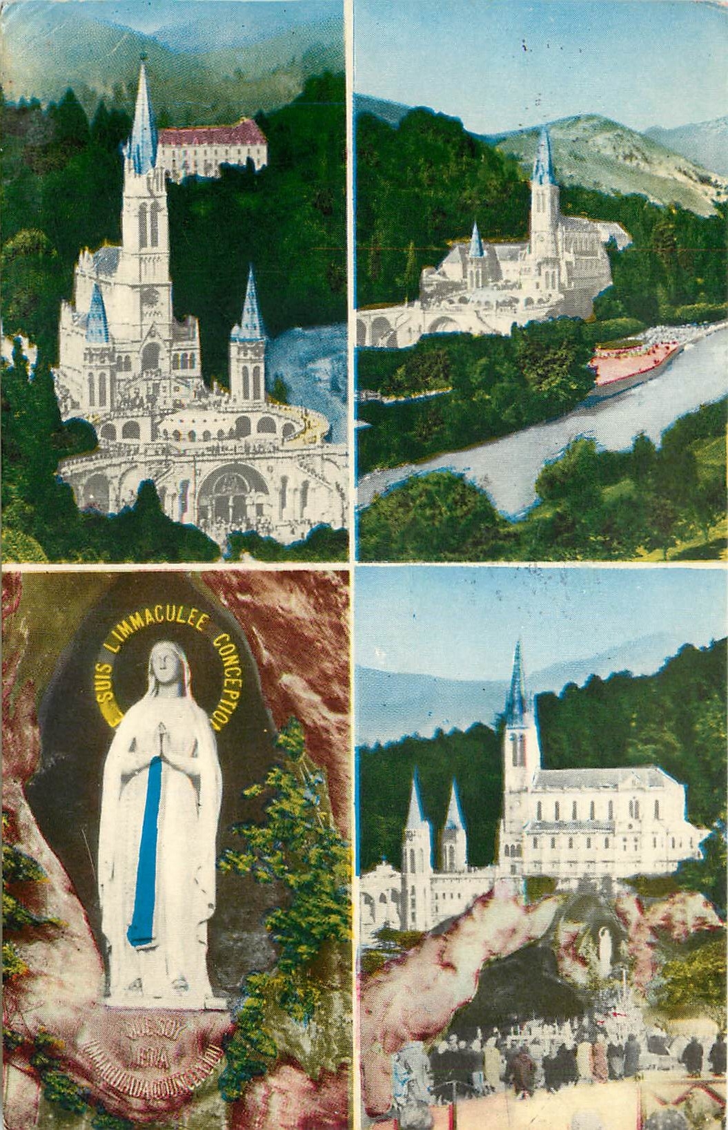 CPA Souvenir de Lourdes La Basilique vue du Chateau Fort 