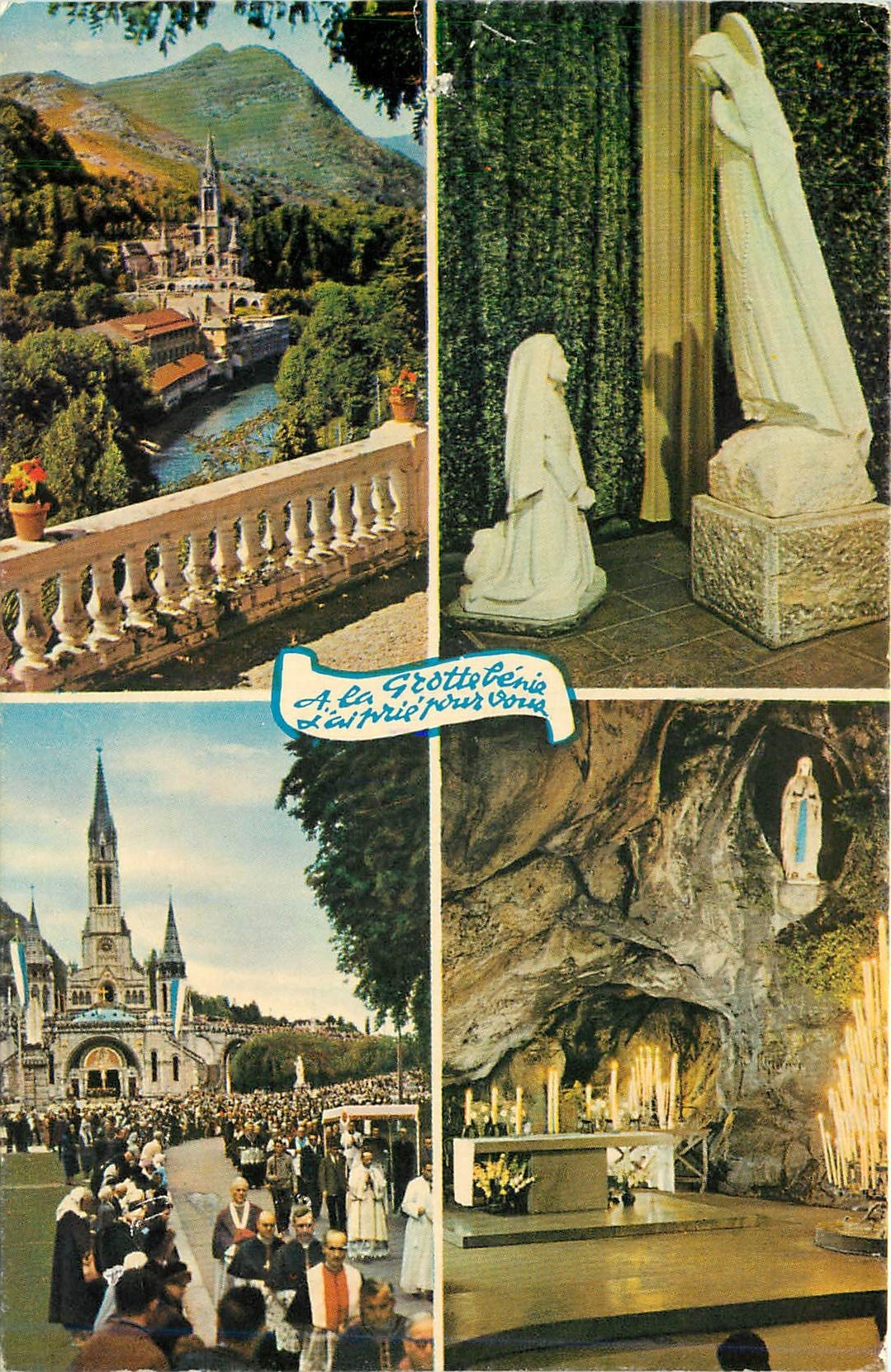 CPA Lourdes La Basilique l'Apparition et la Grotte 