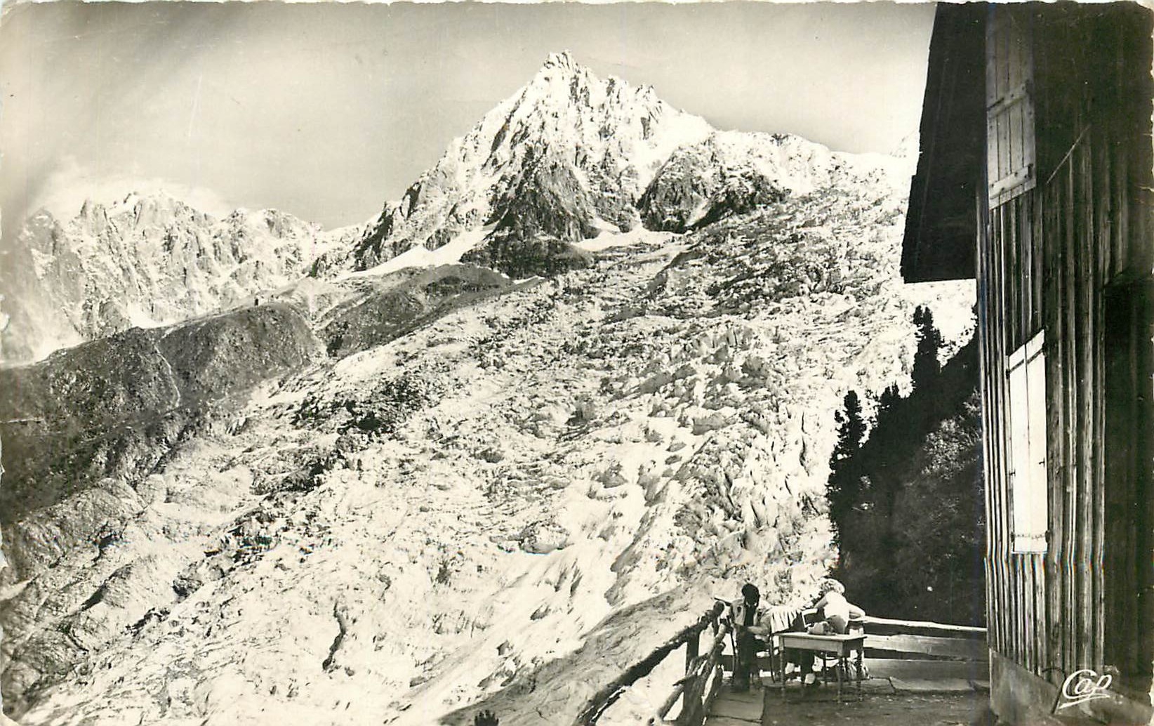 CPA Chamonix Mont Blanc Chalet des Pyramides Glacier des Bossons Aiguille du Midi 