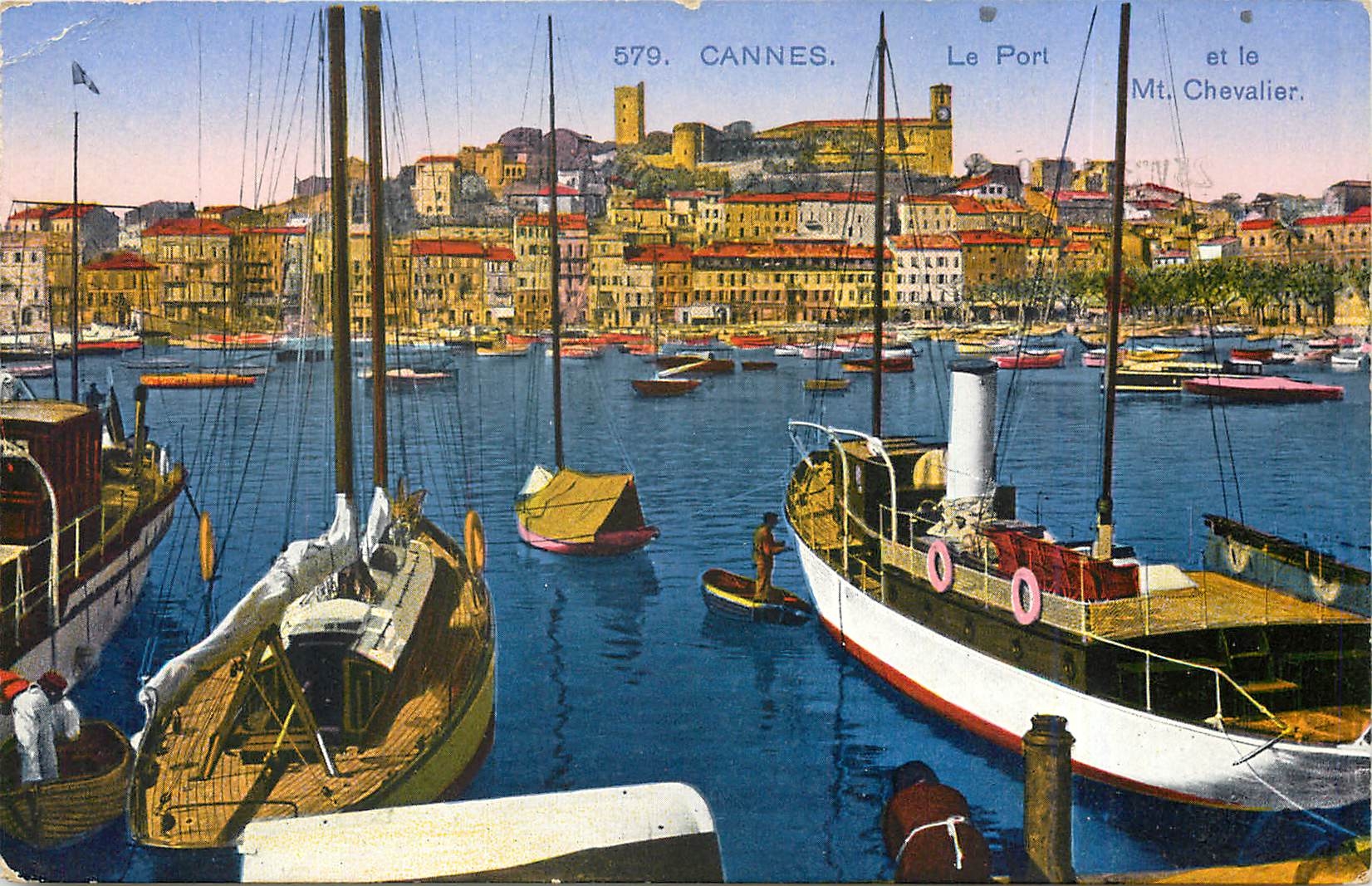 CPA Cannes Le Port et Mt Chevalier Bateaux