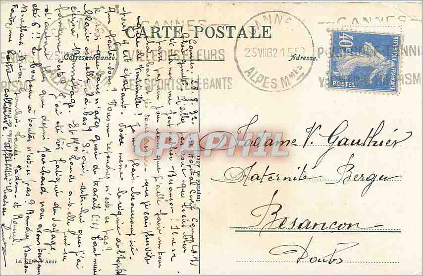 CPA Cannes Le Port et Mt Chevalier Bateaux — Rückseite