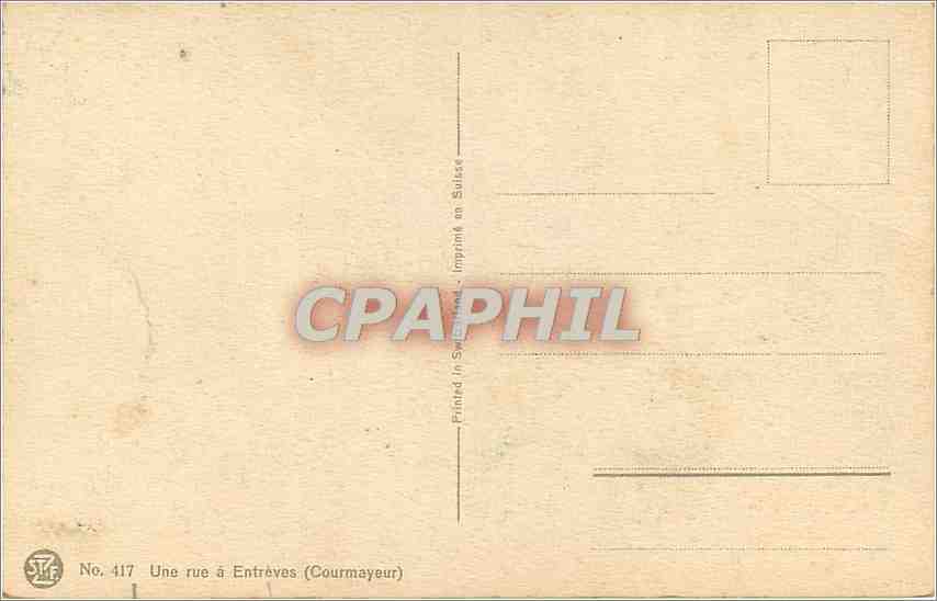 CPA Une rue a Entreves Courmayeur  — Rückseite