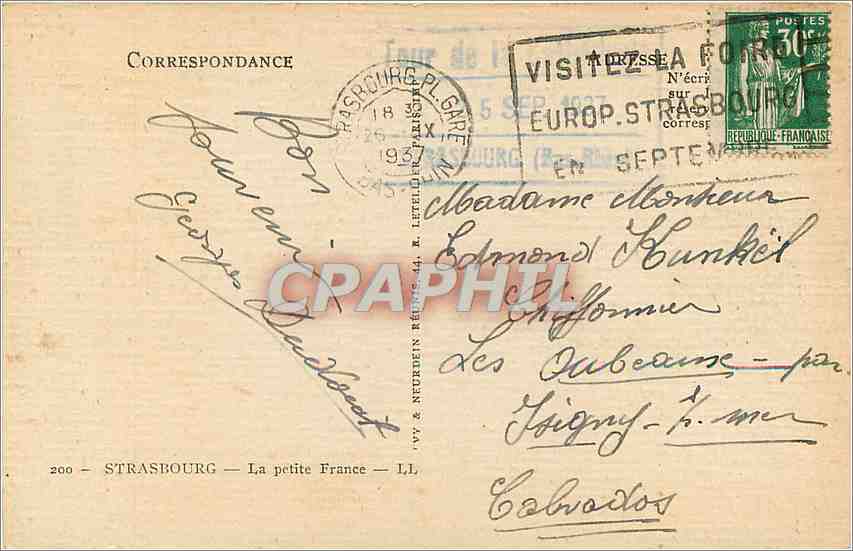 CPA Strassbourg La Petite France  — Rückseite
