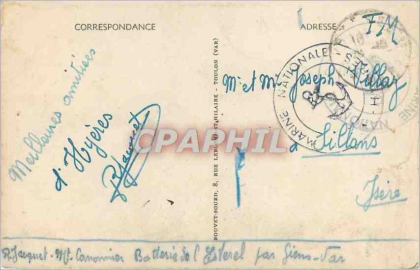 CPA Souvenir de Hyeres les Palmiers  — Rückseite