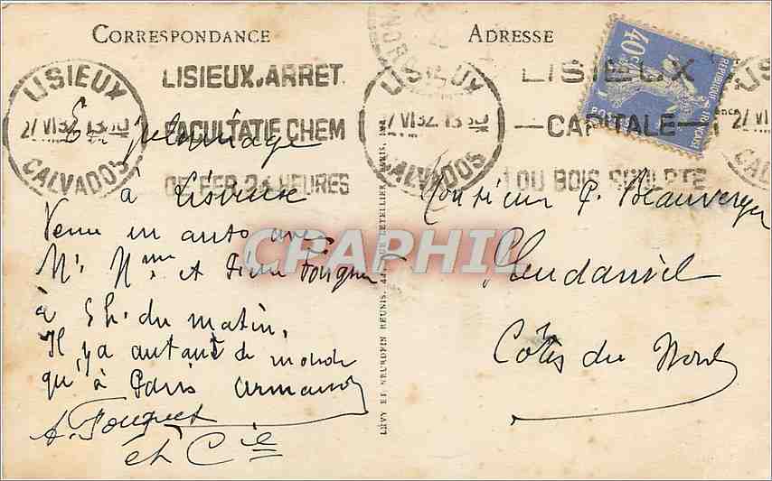 Lisieux — Vieilles Maisons, Place de la Halle-au-Beurre — Graphphil — Verso