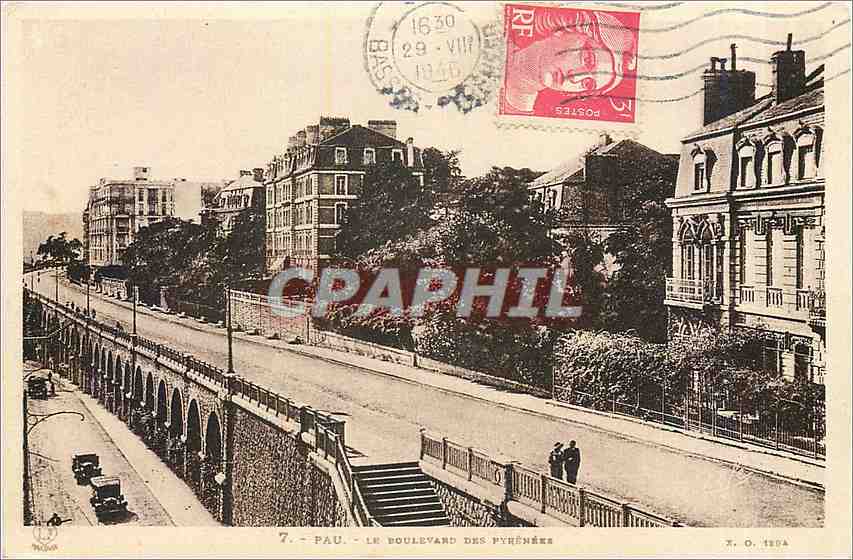 Pau - Le Boulevard des Pyrénées — Éditions « Pyrénées-Océan » n° 7, série X.O. 1924