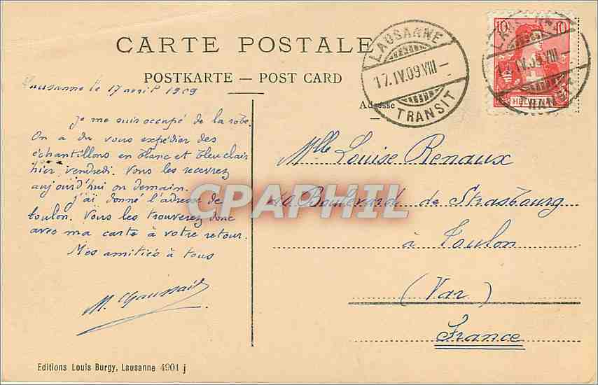 CPA Lac Leman  — Verso