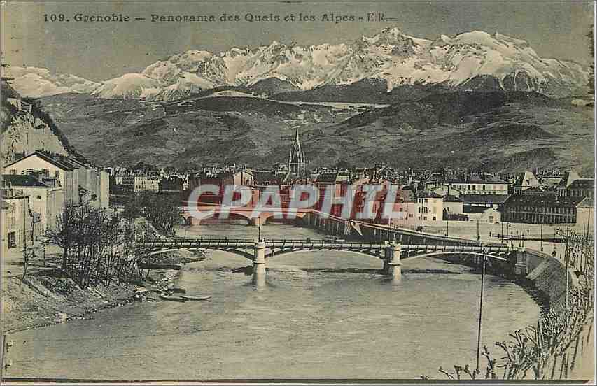 Grenoble — Panorama des Quais et les Alpes — E.R.