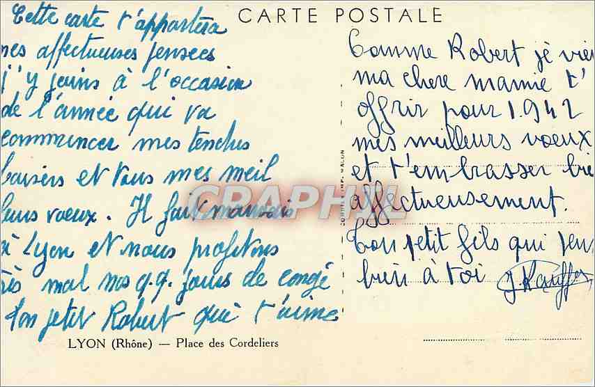 CPA Lyon Rhone Place des Cordeliers  — Verso