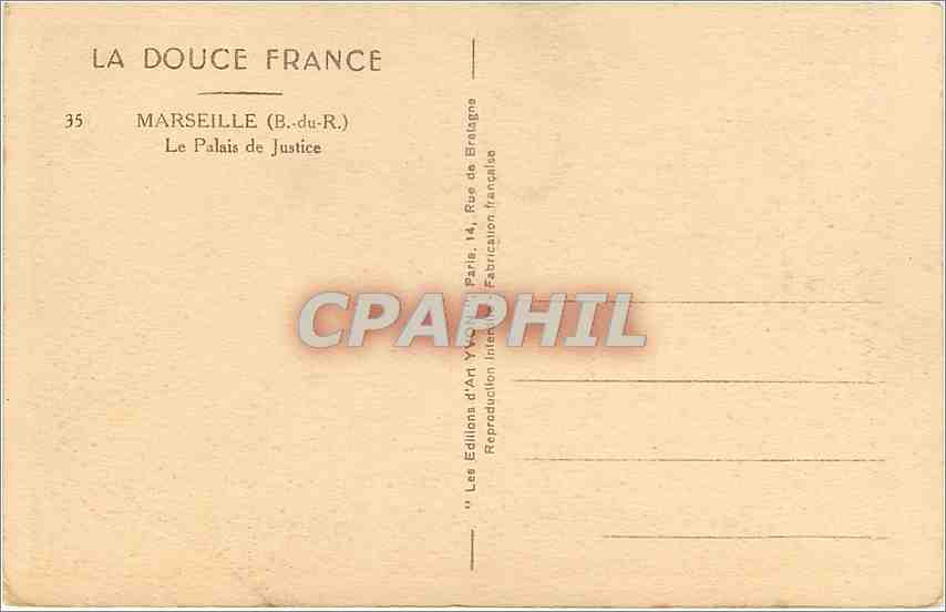 CPA Marseille B du R Le Palais de Justice  — Rückseite