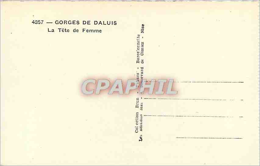 CPA Gorges de Daluis La Tete de Femme  — Verso