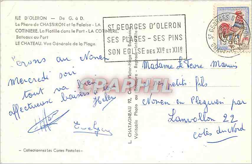 CPM Ile d'Oleron Phare Bateaux — Rückseite