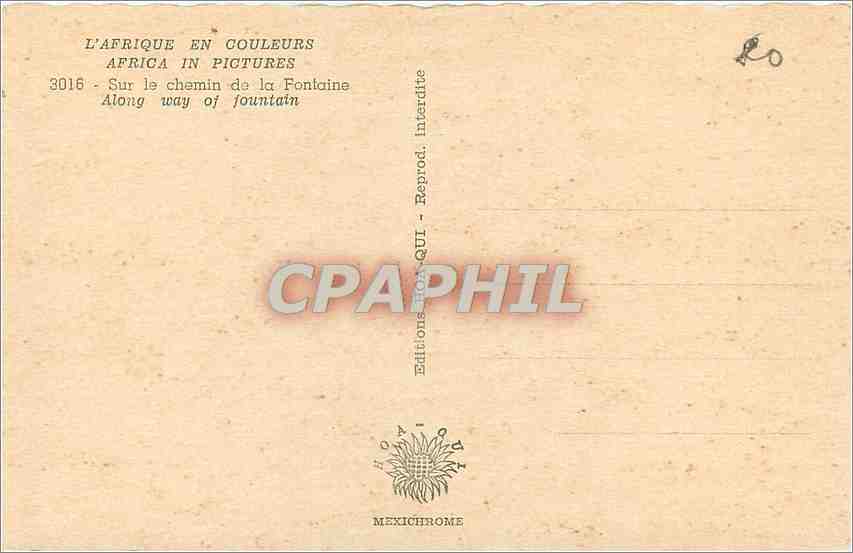 CPM Sur le chemin de la Fontaine Afrique — Verso