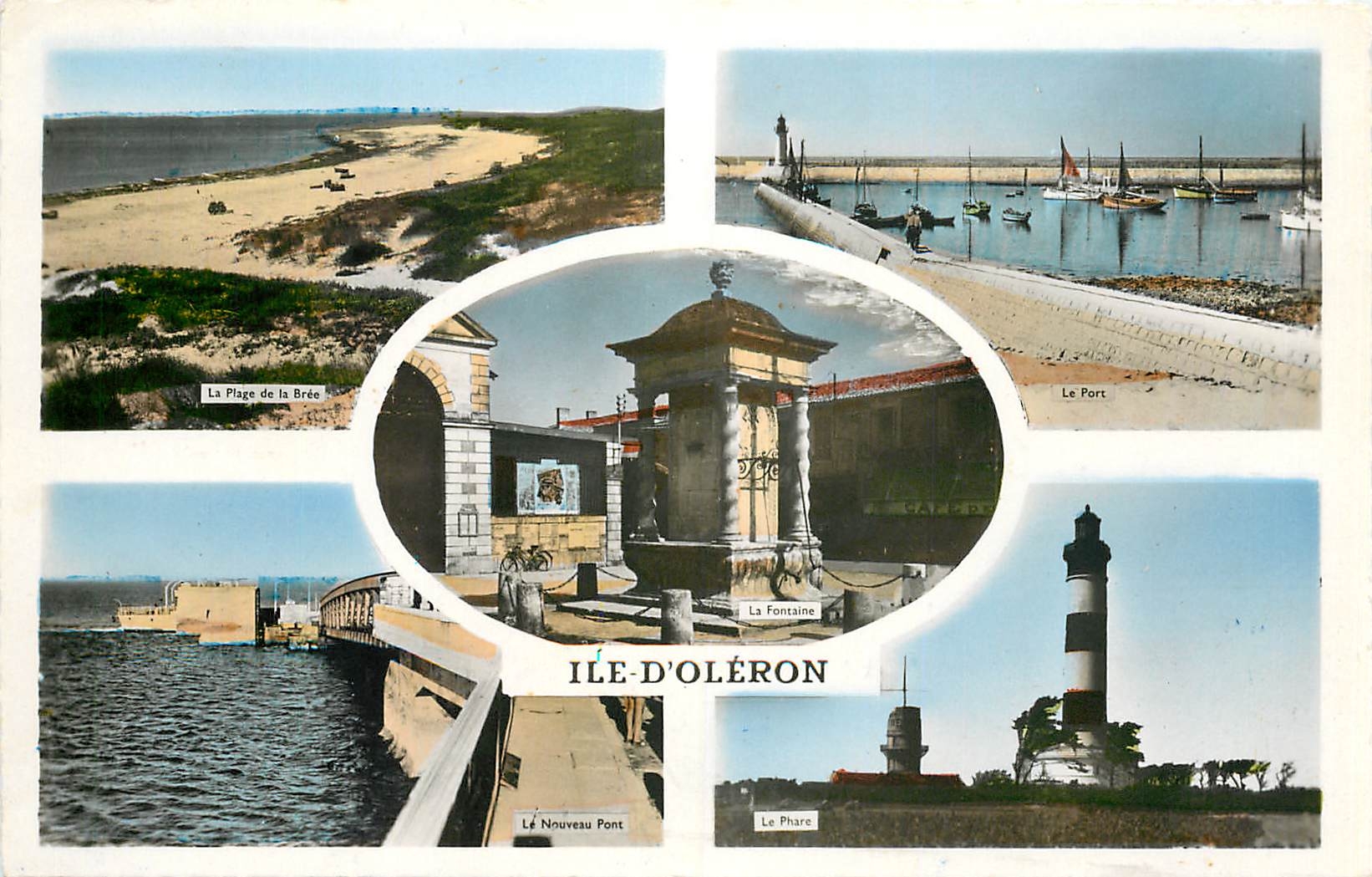 CPM Ile d'Oleron La plage de la Bree Le port Le phare Bateaux