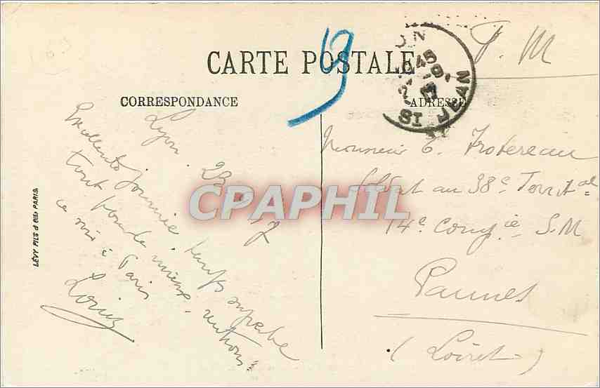 CPA Lyon Place des Terreaux Fontaine Bartholdi et Hotel de Ville  — Verso