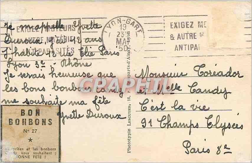 VILLEURBANNE — Place Albert-Thomas — Phototypie Lescutien — Verso