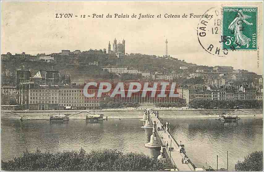CPA Lyon Pont du Palais de Justice et Coleau de Fourviere 
