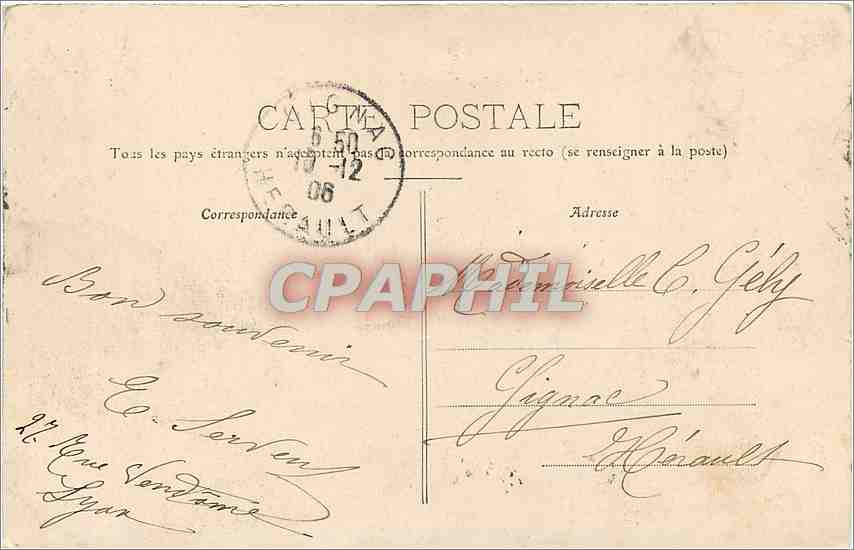 CPA Lyon Pont de la Guillotiere  — Verso