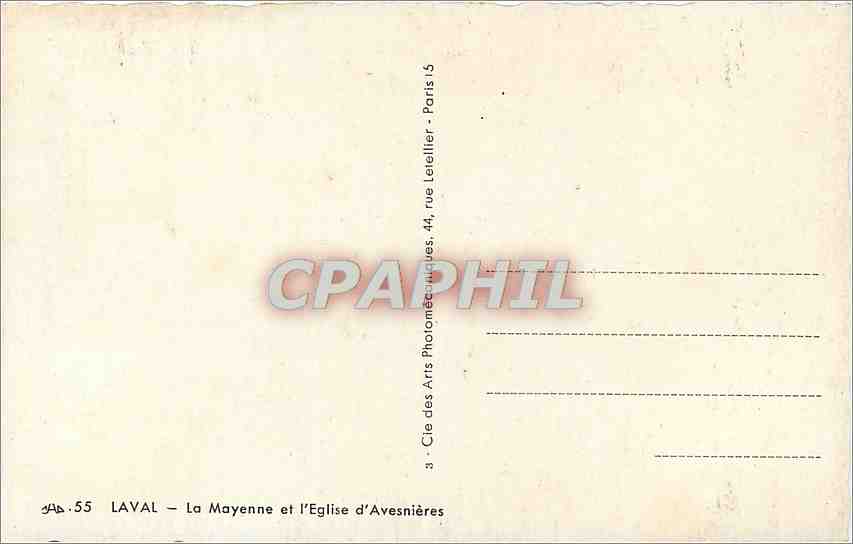 CPA Laval La Mayenne et l'Eglise d'Avesnieres  — Rückseite