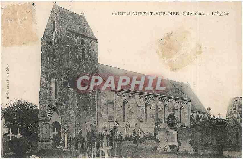 CPA Saint Laurent sur Mer Calvados L'Eglise 