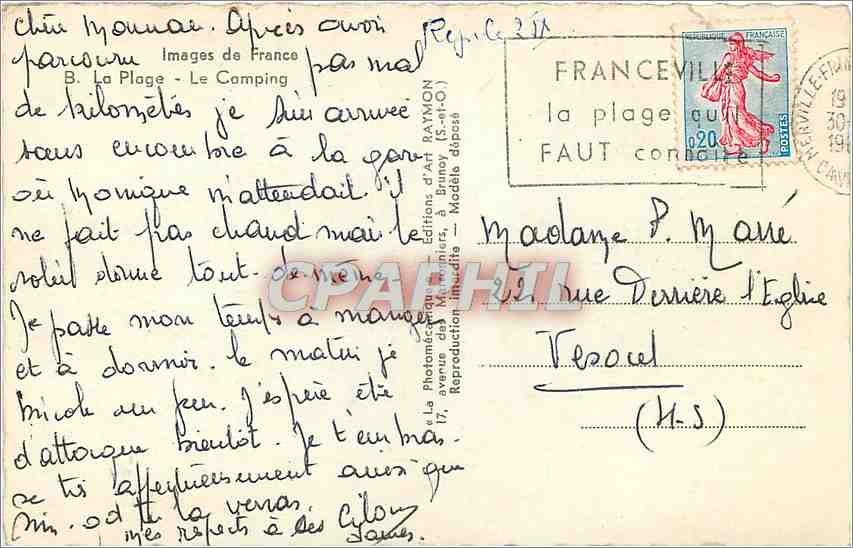 CPM Franceville  Camping Hippocampe — Rückseite
