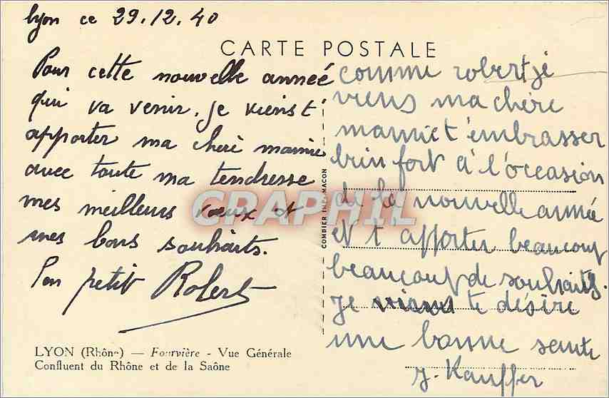 CPA Lyon Rho Fourviere Vue generale Confluent du Rhone et de la Saone  — Verso