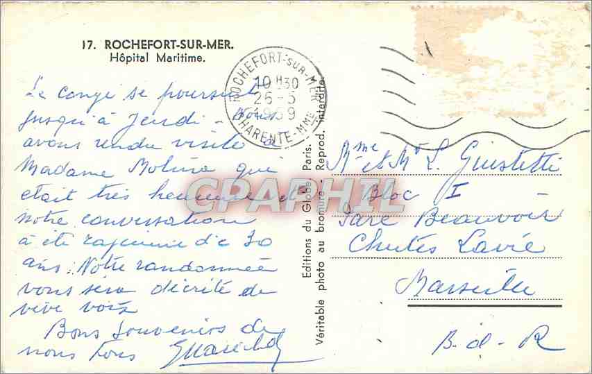 CPM Rochefort sur Mer Hopital Maritime  — Back