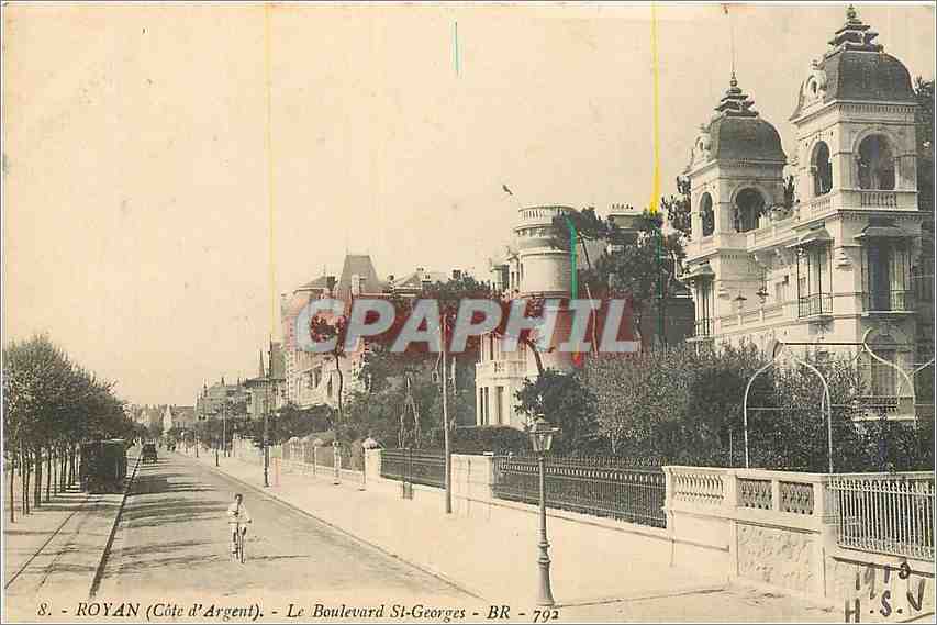 CPA Royan Cote d'Argent Le Boulevard St Georges Train