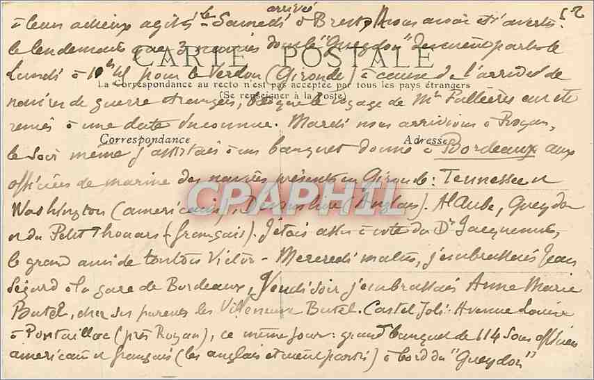 Royan - Le Casino Municipal — éditeur CPAPHIL, n° de série 1 — Back