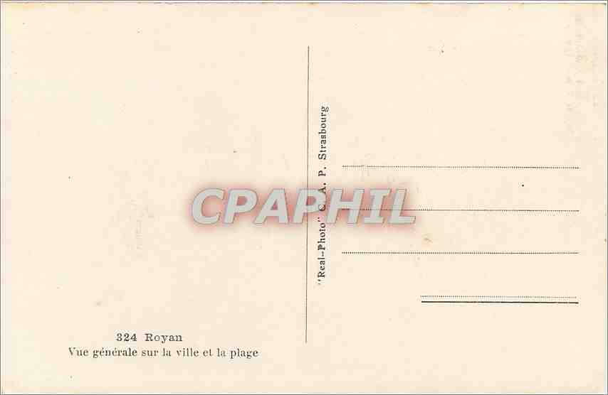 CPA Royan Vue generale sur la ville et la plage  — Back