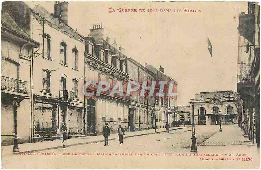 CPA La Guerre de 1914 dans les Vosges Saint Die Vosges Rue Gambetta 