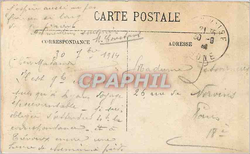 CPA Lyon Le pont des Cordeliers et le Coteau de Fourviere Tramway — Verso