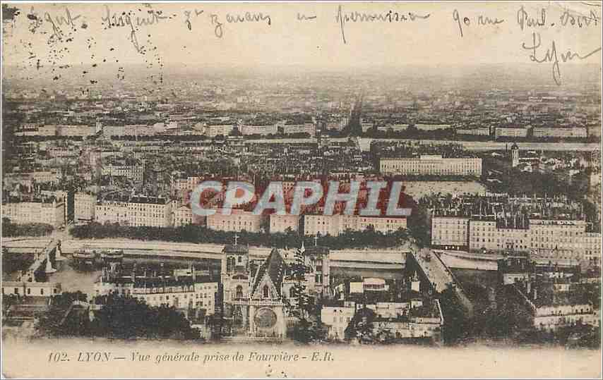 CPA Lyon Vue generale prise de Fourviere 