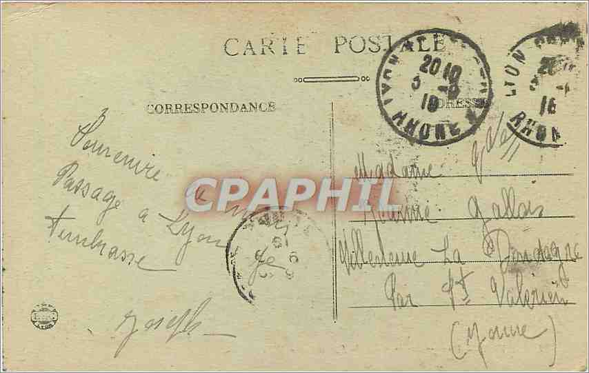 CPA Lyon Vue generale prise de Fourviere  — Verso