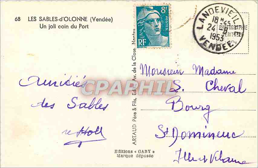 Les Sables-d'Olonne — Un joli coin du Port — Éditions Gaby — Rückseite