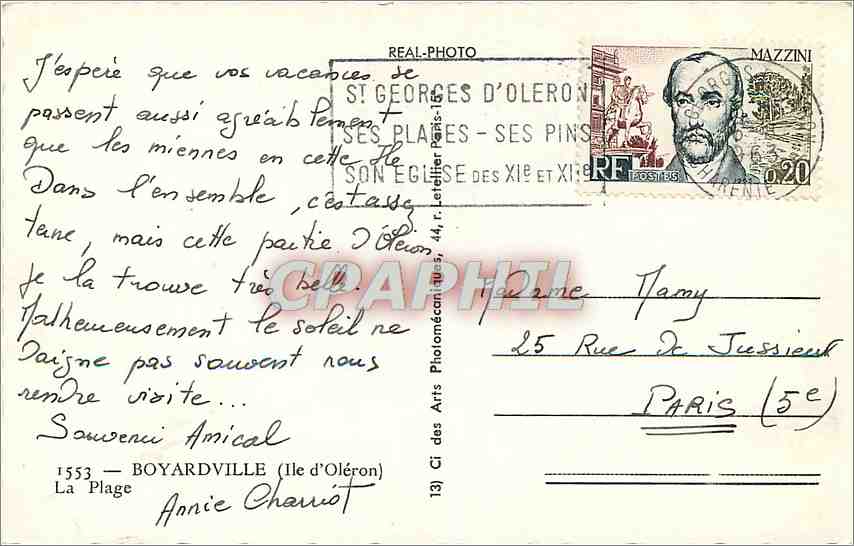 CPM Boyardville Ile d'Oleron La Plage  — Rückseite